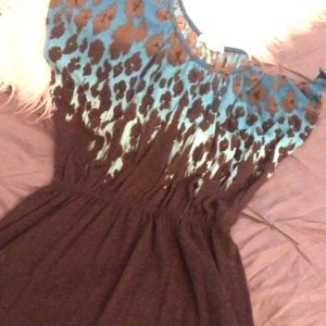 Derek Heart small blue brown leopard print dress